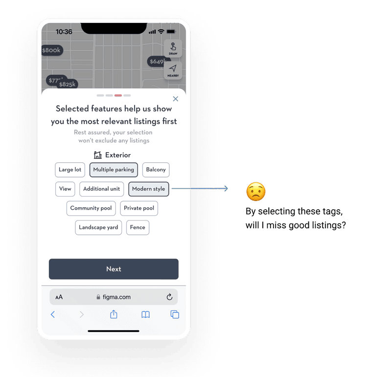Research feedback showing buyers interpreted home tags as restrictive filters
